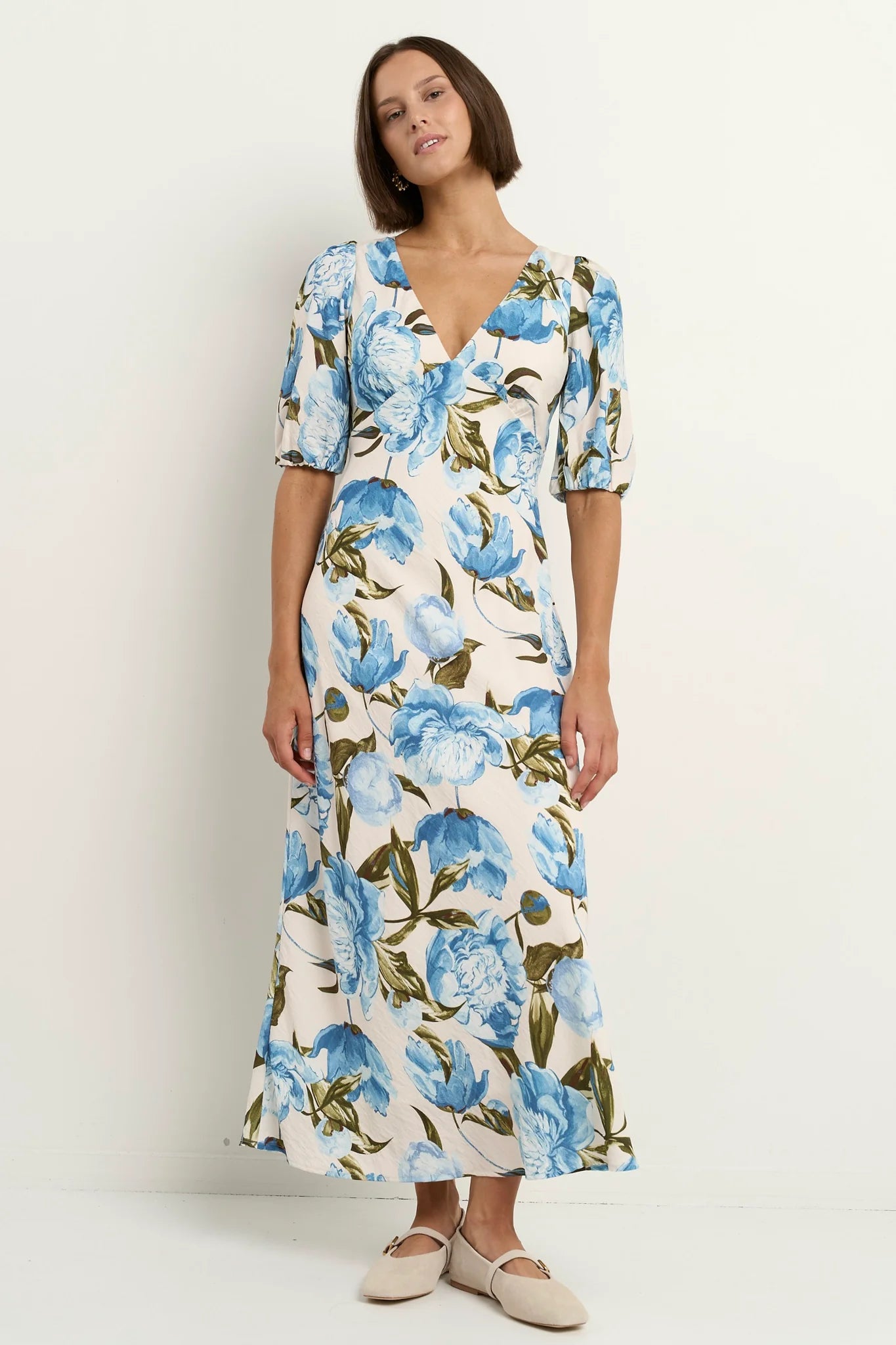 AMONG THE BRAVE AMORA MIDI DRESS - Blue Vintage
