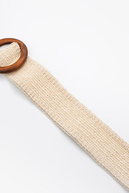 ANTLER RATTAN STRETCH BELT ROUND BUCKLE - SILVER BLANKET STITCH