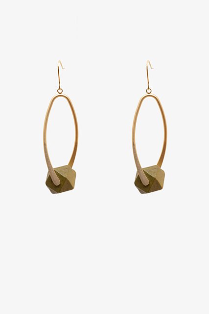 ANTLER EARRINGS  - Gold Drop & Khaki Bead Earring