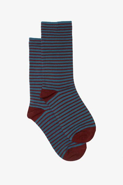ANTLER SOCKS - STRIPE GARNET & TEAL
