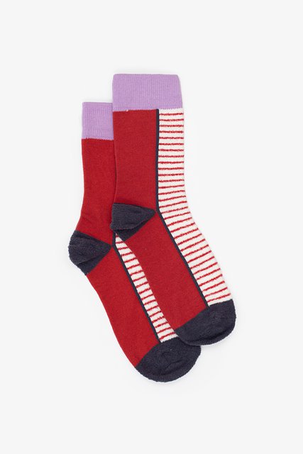 ANTLER SOCKS - TEDDY STRIPE - Brick