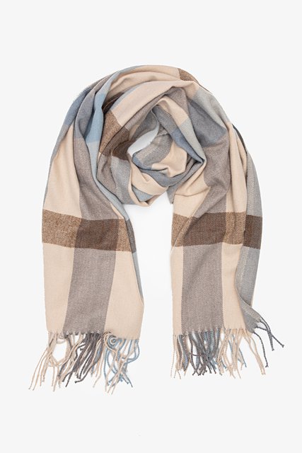 ANTLER Check Scarf | Taupe & Soft Blues