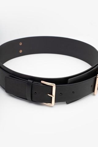 ANTLER BELT - NAOMI DOUBLE BUCKLE - Black