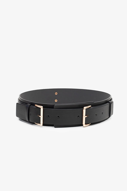 ANTLER BELT - NAOMI DOUBLE BUCKLE - Black