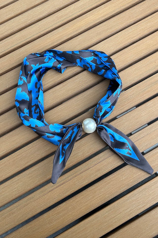 ANTLER SCARF - PEARL FASTEN NECK TIE - Blue Mirage
