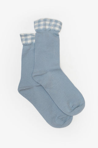 ANTLER  - SOCKS - GINGHAM RUFFLE - BLUE