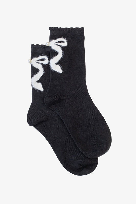 ANTLER SOCKS - PEARL BOW SOCK - Black