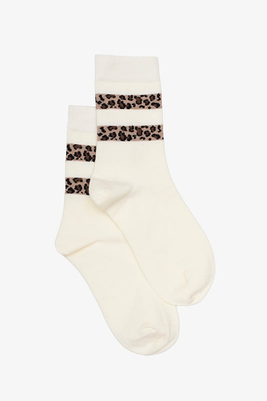 ANTLER SOCKS - LEOPARD STRIPE - IVORY