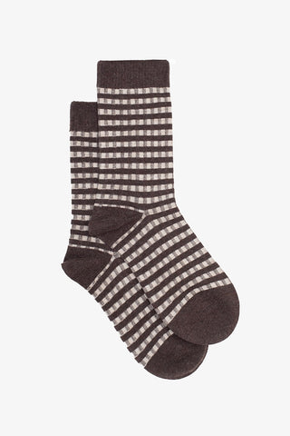 ANTLER  - SOCKS - COCOA CGINGHAM