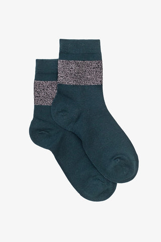 ANTLER  - SOCKS - LUREX BAND PEACOCK