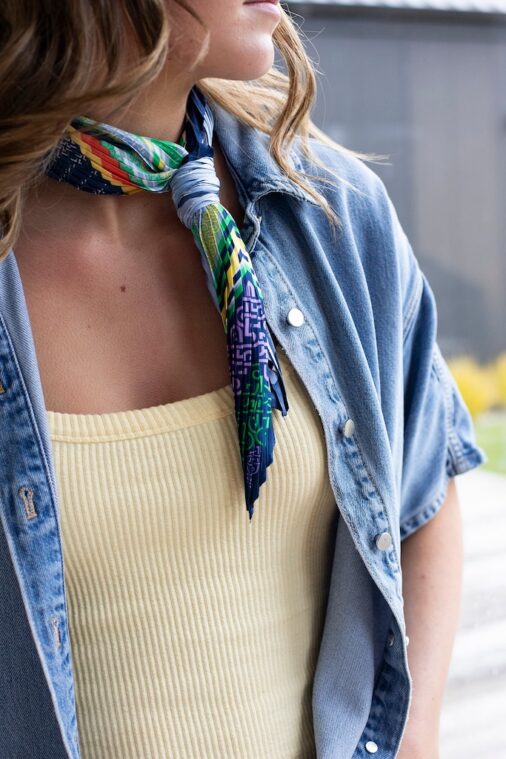 ANTLER SCARF NECK - Mixprint Blue
