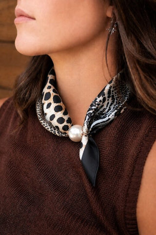 ANTLER SCARF - PEARL FASTEN NECK TIE  - Natural Instinct