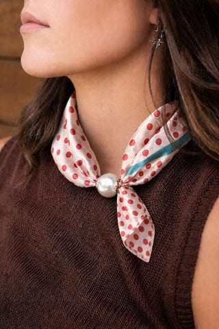 ANTLER SCARF - PEARL FASTEN NECK TIE  - Cherry Dot