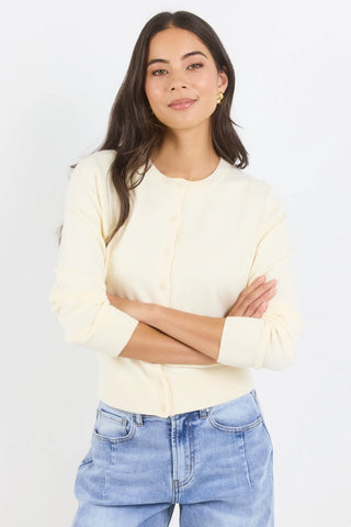 STORIES BE TOLD - AUTOGRAPH CREWNECK CARDIGAN - Butter