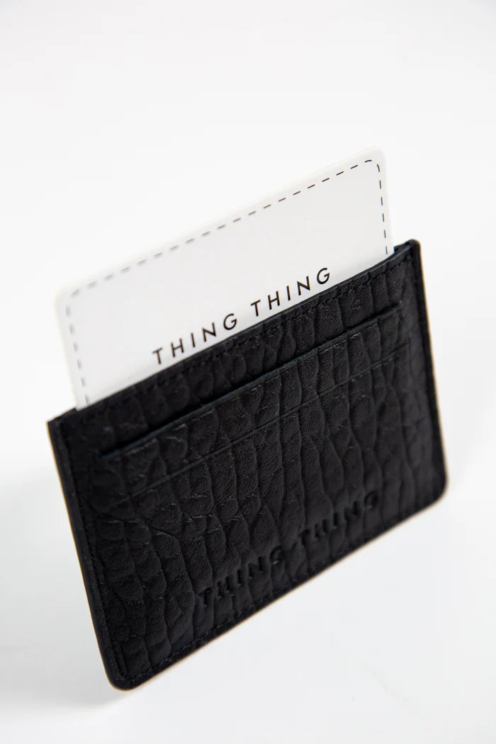 THING THING CARD HOLDER - Black Bubble Leather