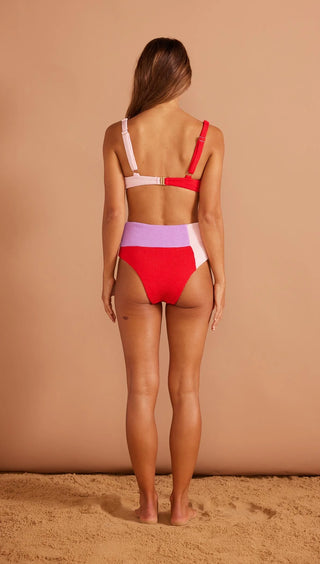 MINKPINK SWIMWEAR CARTAGENA HIGH WAIST BOTTOM - Red Colour Block