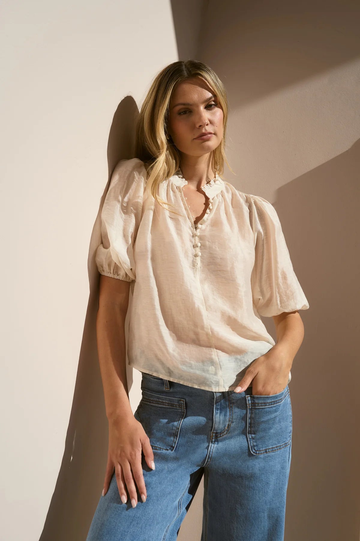 IVY + JACK CLOSURE SHEER TOP - Ivory