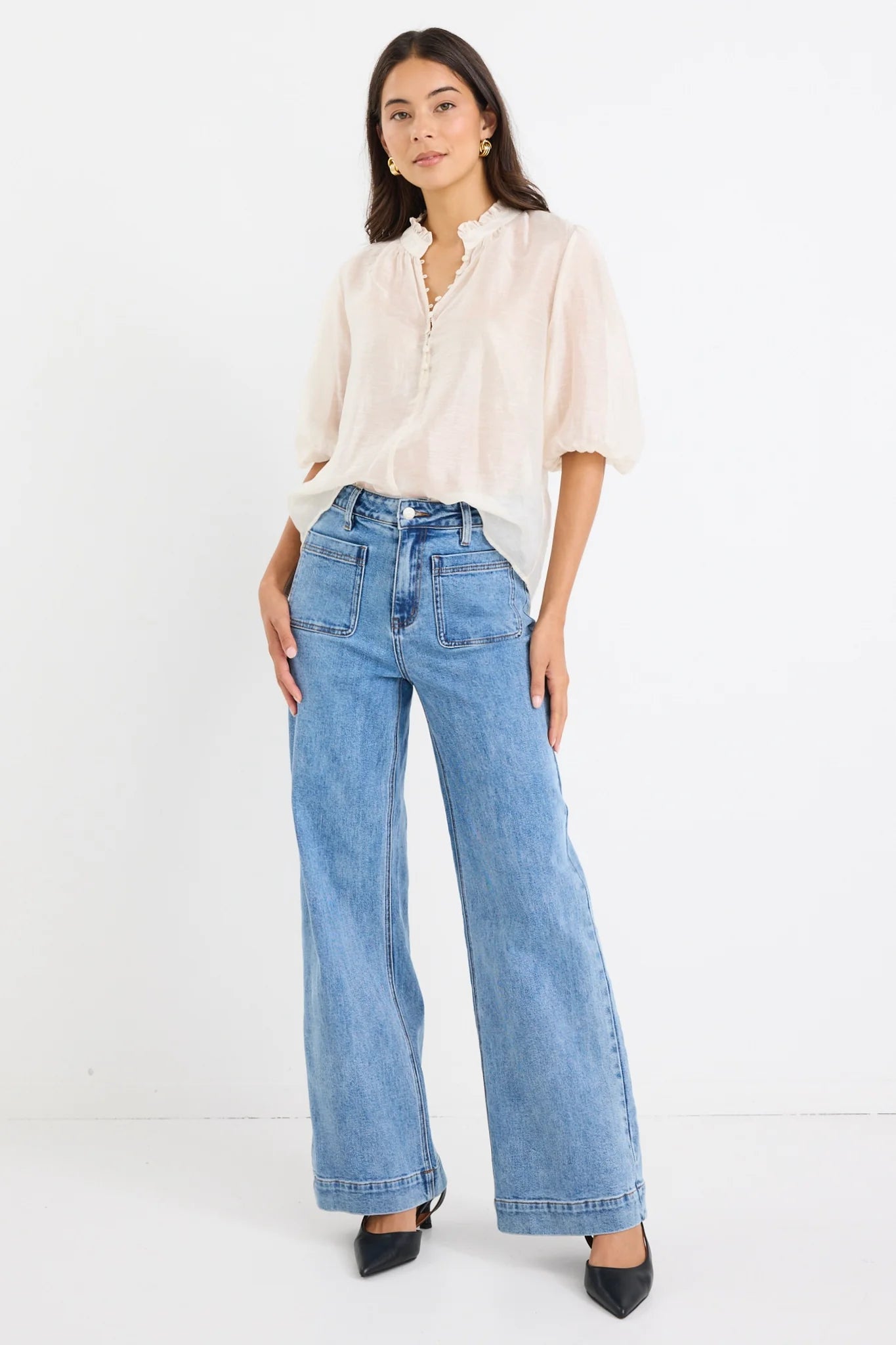 IVY + JACK CLOSURE SHEER TOP - Ivory