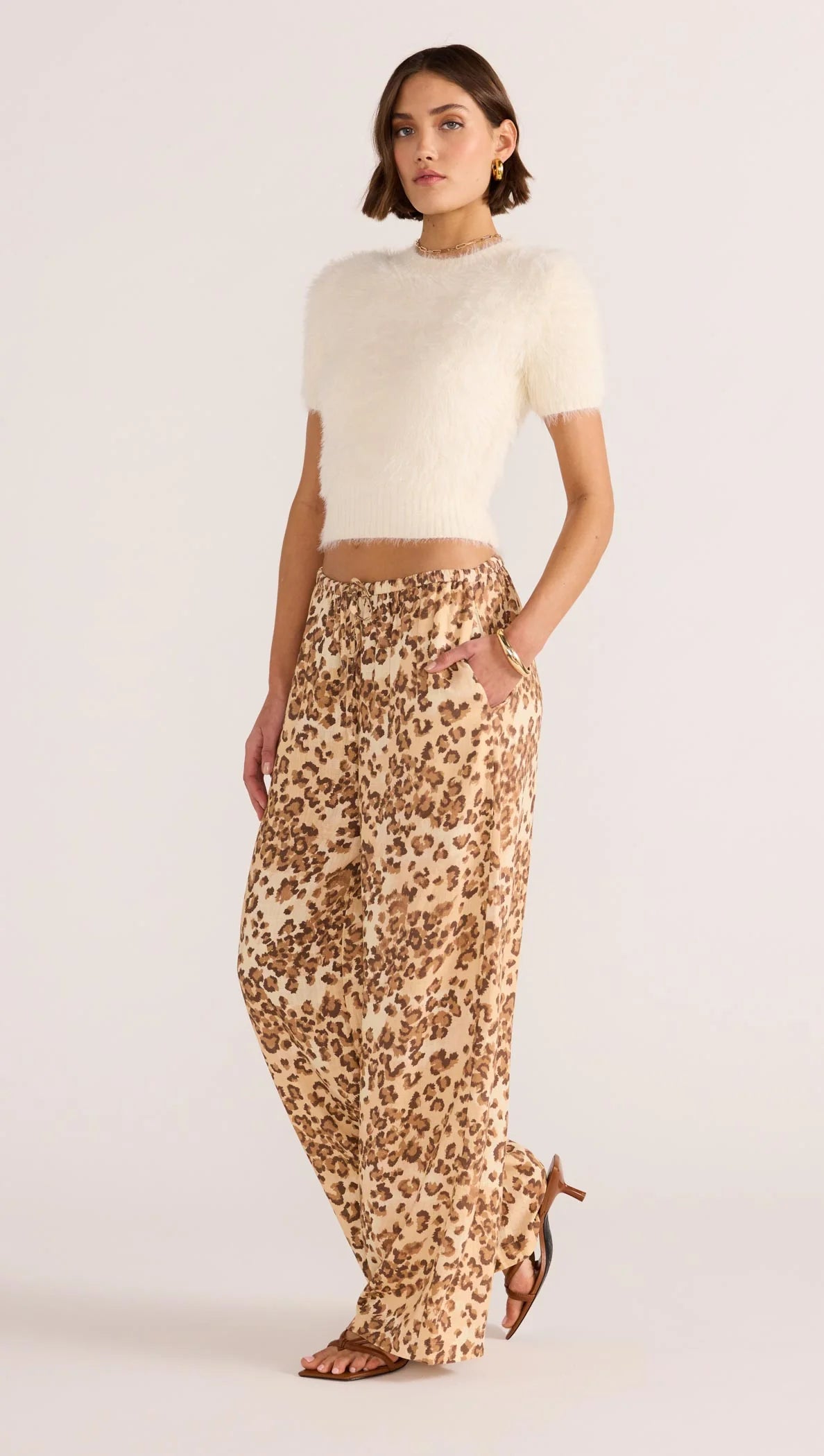 MINKPINK CLOVER FLUFFY KNIT TEE - IVORY