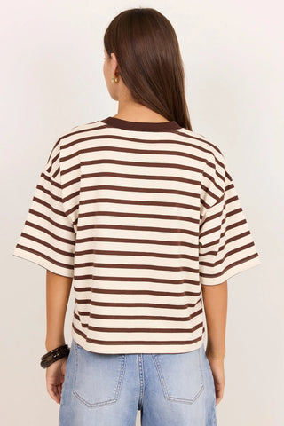 STORIES BE TOLD - COHESION BOXY TEE - Chocolate Vanilla Stripe