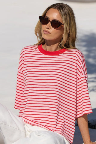 STORIES BE TOLD - COHESION BOXY TEE - Pink / Red