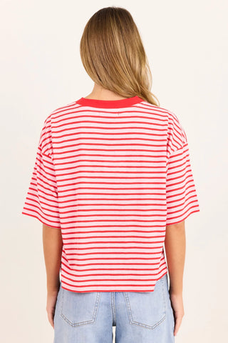 STORIES BE TOLD - COHESION BOXY TEE - Pink / Red