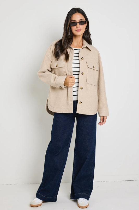 STORIES BE TOLD PINOT OVERSIZED SHACKET - Taupe