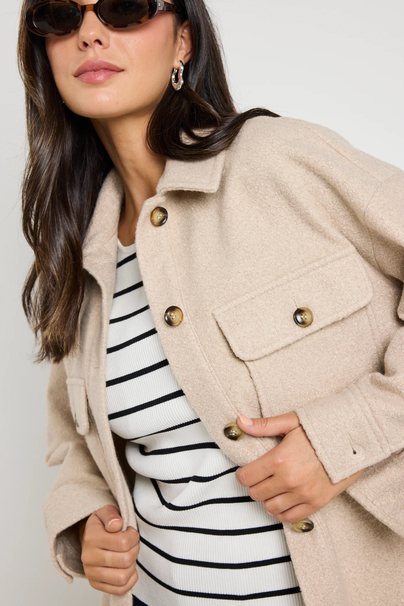 STORIES BE TOLD PINOT OVERSIZED SHACKET - Taupe