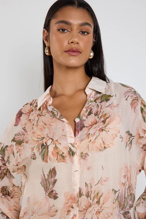 IVY + JACK Construct Vintage Cream Floral Long Sleeve Blouse