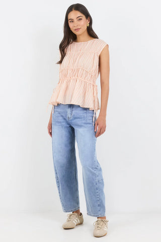 STORIES BE TOLD - CONTEXT SLEEVELESS TOP - Blood Orange Stripe