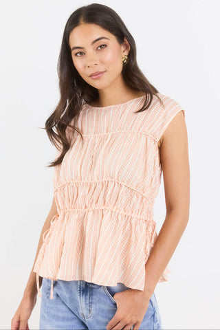 STORIES BE TOLD - CONTEXT SLEEVELESS TOP - Blood Orange Stripe