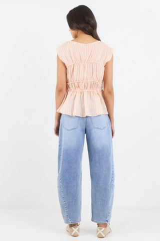 STORIES BE TOLD - CONTEXT SLEEVELESS TOP - Blood Orange Stripe