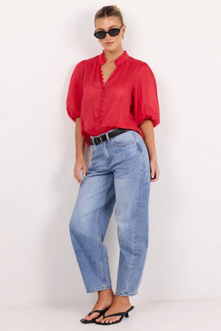 IVY + JACK - CONTINUANCE HIGH NECK TOP - Red Ramie