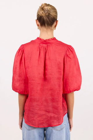 IVY + JACK - CONTINUANCE HIGH NECK TOP - Red Ramie