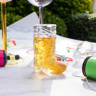 LOVEFOUND GLASS COWBOY BOOT SHOT GLASSES - 1x PAIR