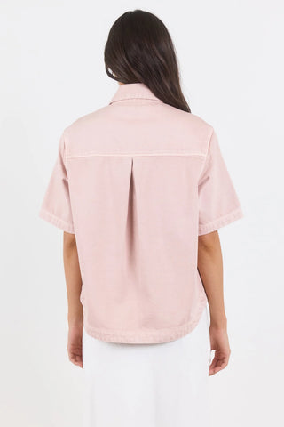 STORIES BE TOLD - CRUCIAL DENIM S/S SHACKET - Pale Pink