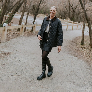 MOKE DAISY QUILT JACKET - Black