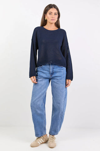 RE UNION - DAWN CROCHET KNIT - Ink