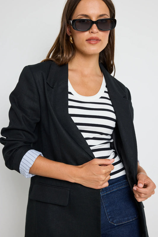 IVY & JACK - Dock Black Ramie Rolled Sleeve Blazer