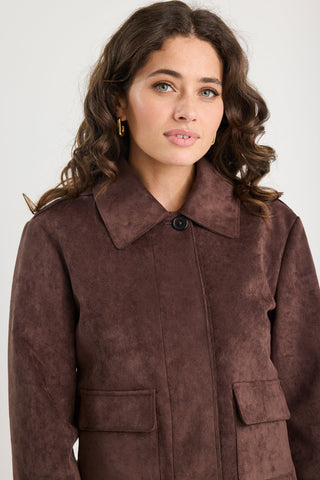 AMONG THE BRAVE EXHIBIT MOCK SUEDE JACKET - Chocolate