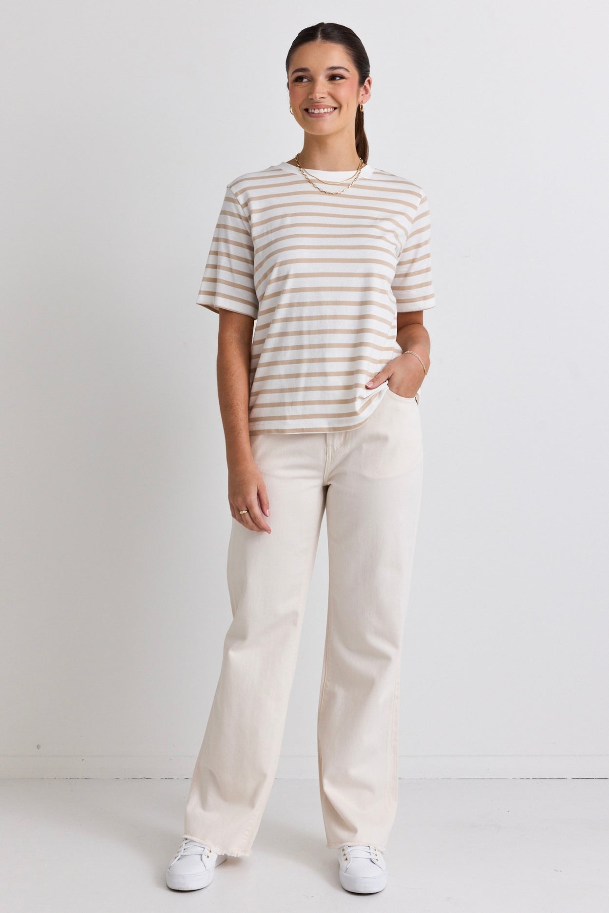 REUNION - Binding Black White Stripe Boxy Fit Tee
