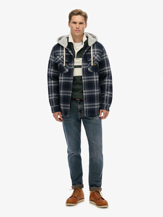 SUPERDRY - SURPLUS HOODED CHECK SHIRT - Navy Window Check