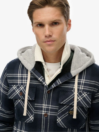 SUPERDRY - SURPLUS HOODED CHECK SHIRT - Navy Window Check