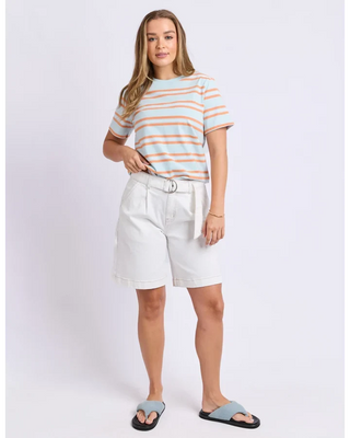 FOXWOOD - PURE STRIPE TEE - Cool Blue