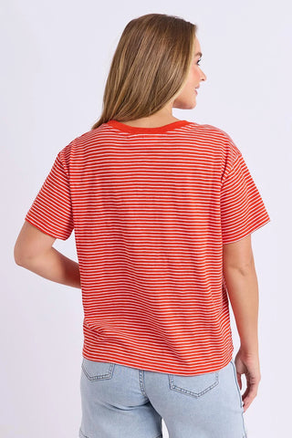 FOXWOOD - HUTCH STRIPE TEE - Grenadine/White