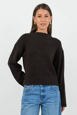AMONG THE BRAVE - FORAGE MOCK NECK JUMPER - Chocolate