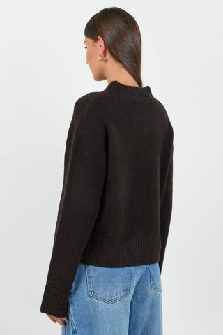 STORIES BE TOLD - FORAGE MOCK NECK JUMPER - Chocolate