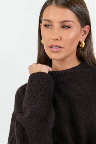 STORIES BE TOLD - FORAGE MOCK NECK JUMPER - Chocolate
