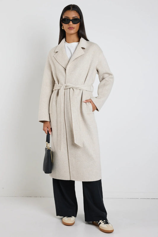BY ROSA GENEVA WOOL BLEND COAT - Snow Marle