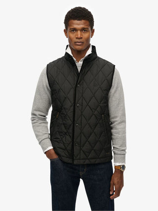 SUPERDRY QUILTED ESTATE GILET - Meteorite Black